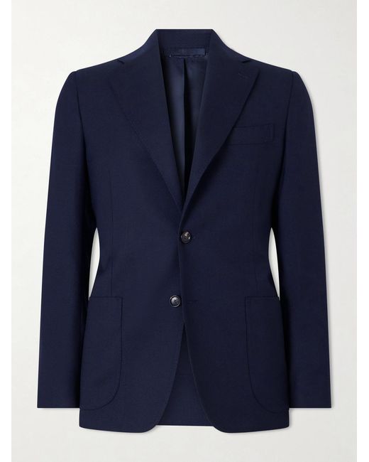 De Petrillo Blue Wool-Hopsack Blazer for men