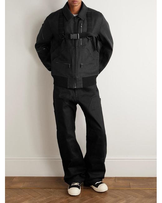 Rick Owens Black Belted Linen And Wool-blend Bomber Jacket for men