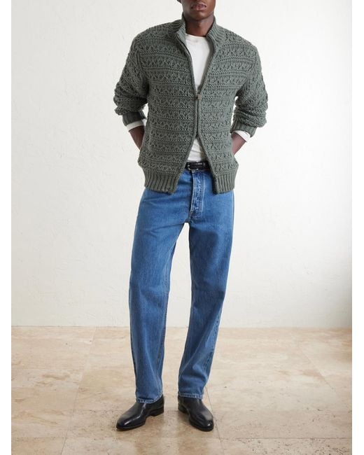 Canali Gray Alpaca-Blend Zip-Up Sweater for men