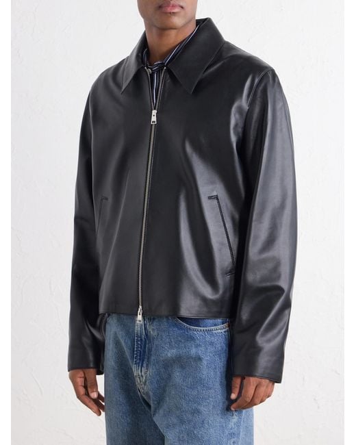 AMI Black Leather Jacket for men