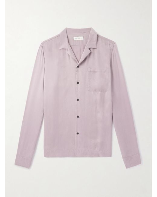 Dries Van Noten Hemd aus vorgewaschenem glänzendem Twill mit Reverskragen in Pink für Herren