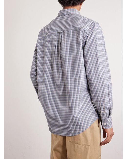 NN07 Blue Colby 50024 Button-down Collar Checked Cotton Shirt for men
