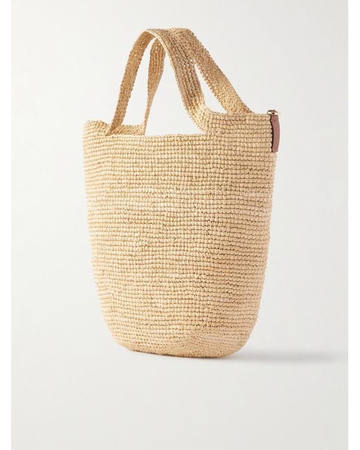 Paula's Ibiza Tote bag mini in rafia con finiture in pelle Slit di Loewe in Natural da Uomo