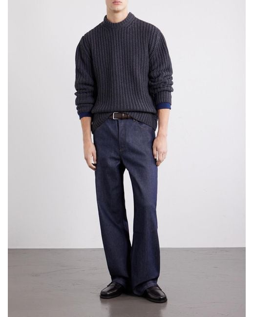 A.P.C. Blue Ron Ribbed Wool Sweater for men
