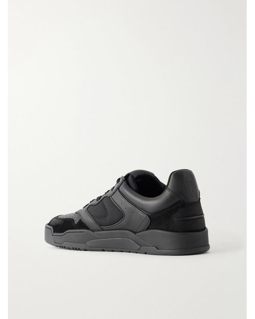 Christian Louboutin Black Basketball 1 Retro Suede And Mesh-Trimmed Leather Sneakers for men