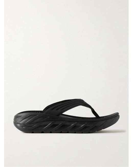 Hoka One One Black Ora Recovery Rubber Flip Flops for men