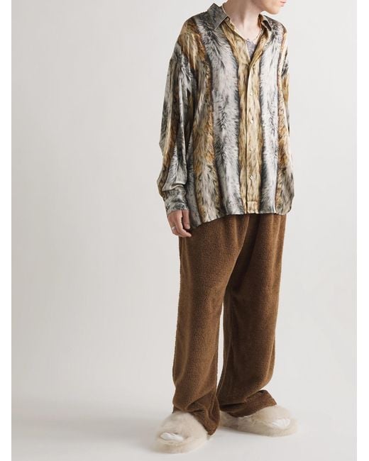 Acne Natural Printed Satin Shirt for men