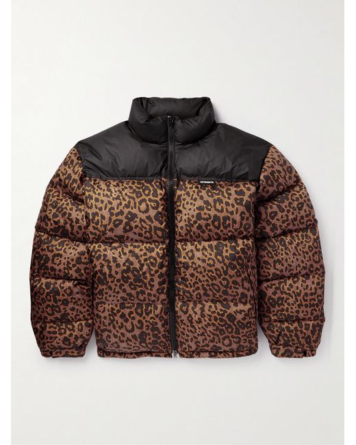 Vetements Brown Logo-Appliquéd Leopard-Print Shell Down Jacket for men
