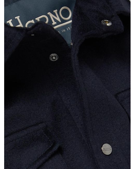 Herno Blue Wool And Cashmere-Blend Shirt Jacket for men
