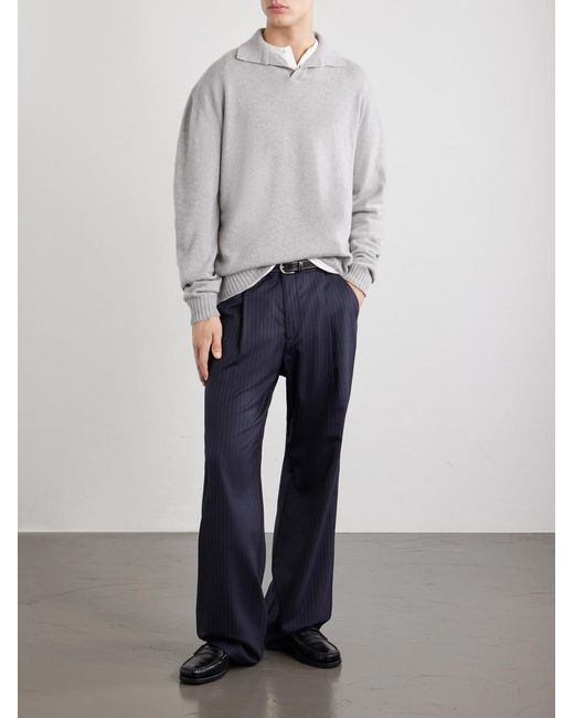 Sease Gray Cashmere Polo Sweater for men