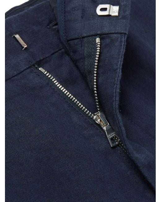 Orlebar Brown Blue Norwich Slim-Fit Linen Shorts for men