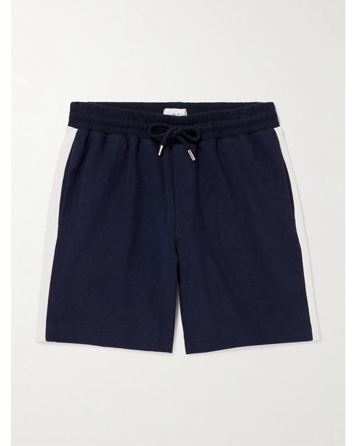 Mr P. Blue Striped Cotton-Jersey Drawstring Shorts for men