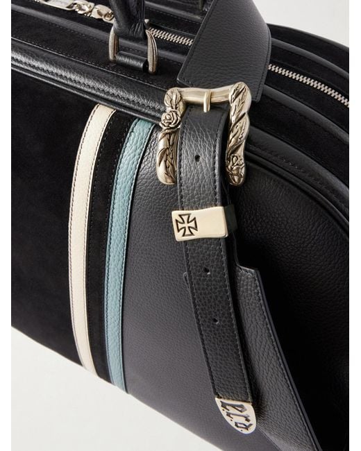Enfants Riches Deprimes Black Barnett Striped Leather Weekend Bag for men