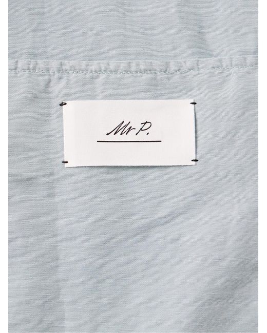 Overshirt in twill di misto cotone e lino tinta in capo di Mr P. in Blue da Uomo