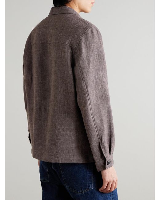 Sunspel Brown Cotton And Linen-blend Overshirt for men