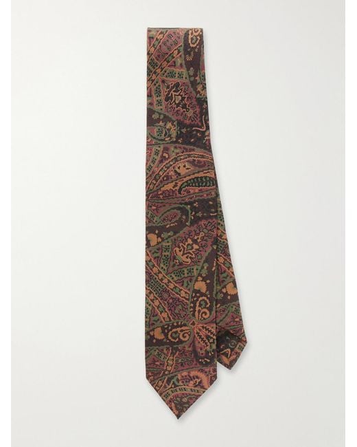 Drake's Natural 7Cm Paisley-Print Wool And Silk-Blend Tie for men