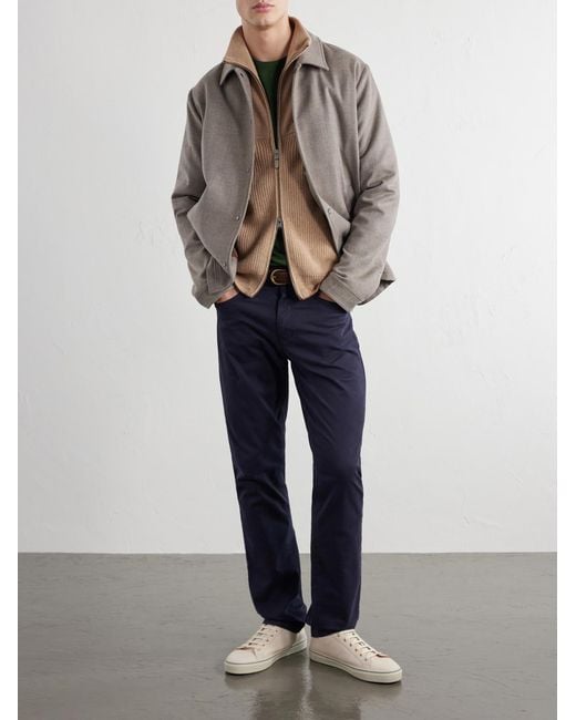 Canali Natural Wool And Cashmere-Blend Zip-Up Sweater for men
