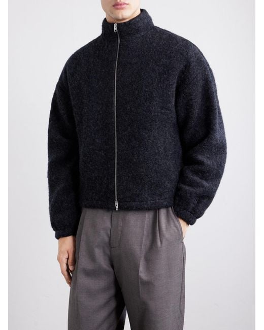Jil Sander Blue Brushed Wool-Blend Blouson Jacket for men