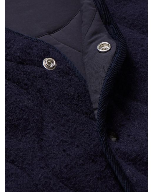 Drake's Blue Quilted Brushed-wool Gilet for men