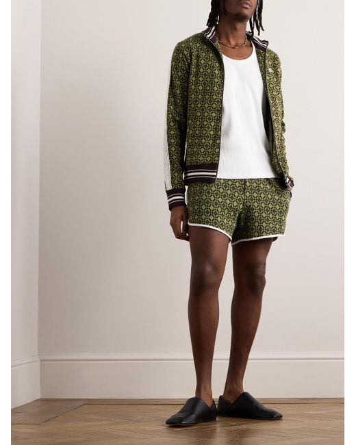 Wales Bonner Green The Selassie Straight-leg Jacquard-knit Stretch Organic Cotton Shorts for men