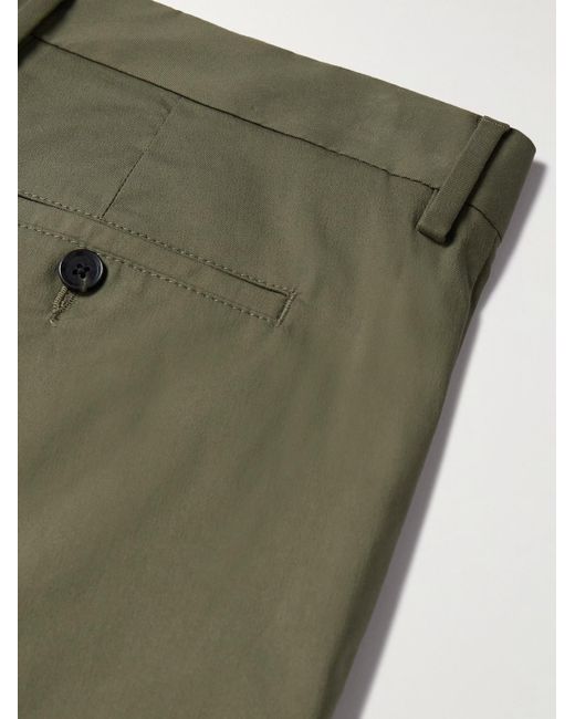 Pantaloni cropped a gamba affusolata in misto cotone con pinces Bill 1680 di NN07 in Green da Uomo