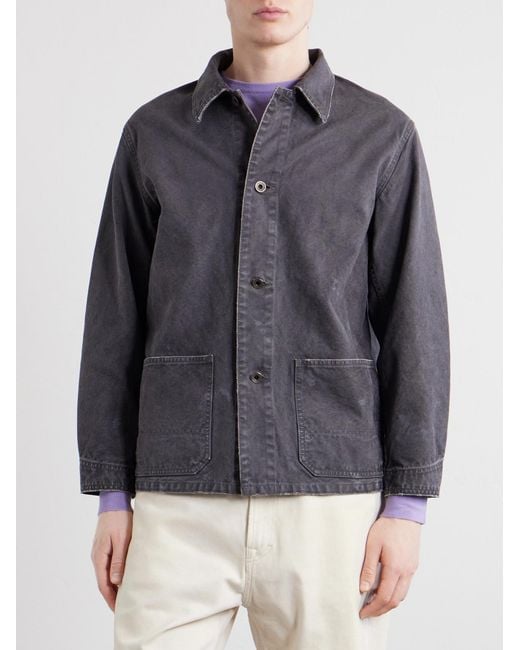 Fullcount Gray Tent Cloth Distressed Denim Chore Jacket for men