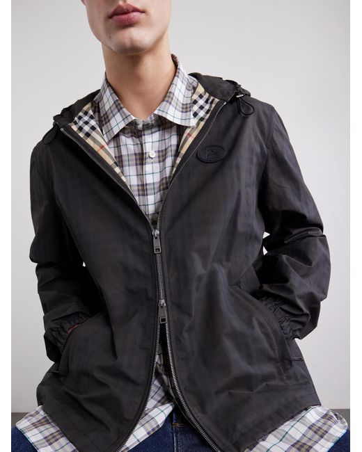 Burberry Black Newport Logo-Appliquéd Checked Cotton Jacket for men