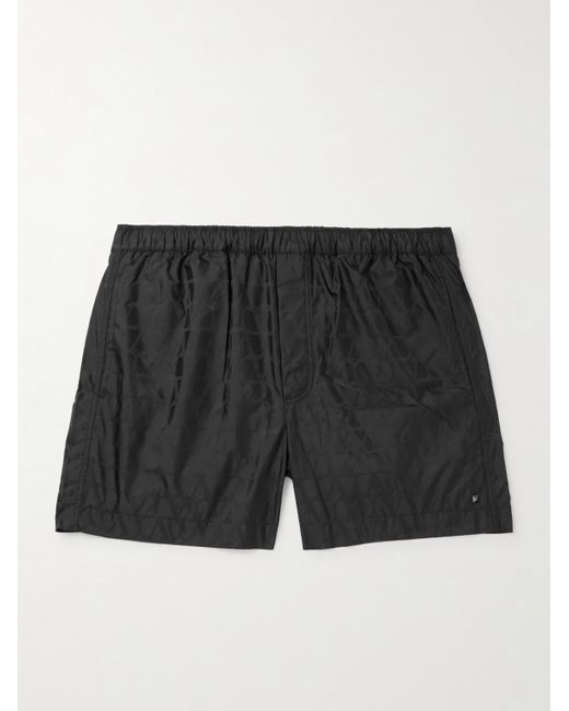 Valentino Garavani Black Straight-leg Mid-length Logo-jacquard Swim Shorts for men