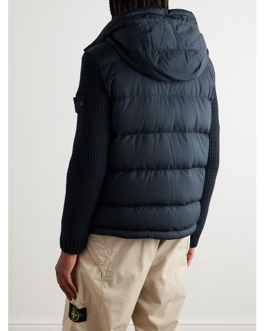 Stone Island Blue Ghost Quilted Virgin Wool-Twill Hooded Down Jacket for men