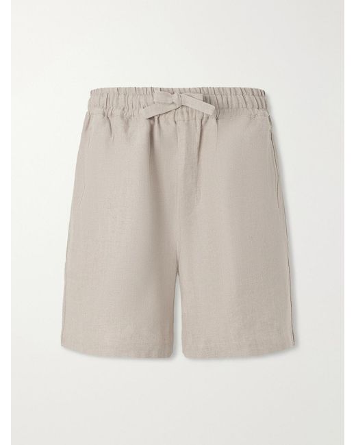 Saman Amel Natural Straight-Leg Linen Drawstring Shorts for men