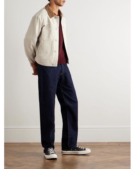FRAME White Suede-trimmed Cotton-canvas Jacket for men