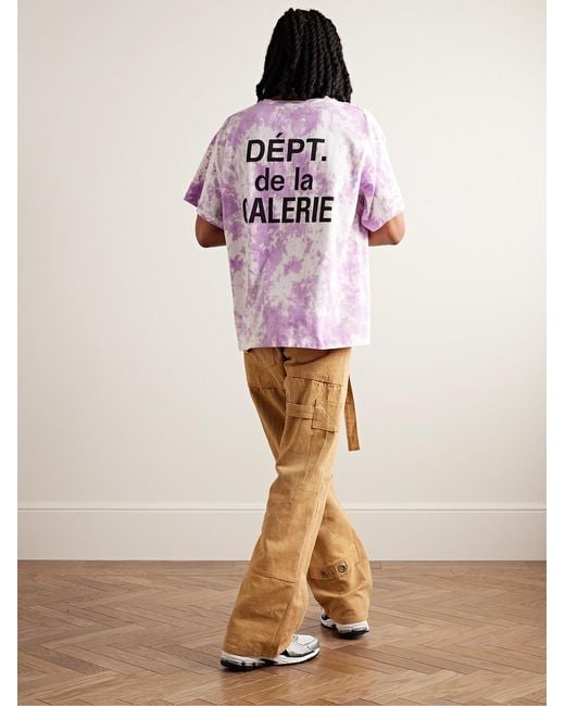 GALLERY DEPT. Pink Tie-Dyed Logo-Print Cotton-Blend Jersey T-Shirt for men