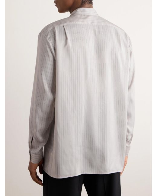 The Row White Albie Striped Silk Shirt for men