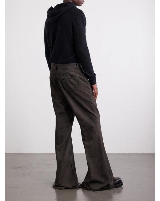 Rick Owens Black Bolan Flared Frayed Jeans for men