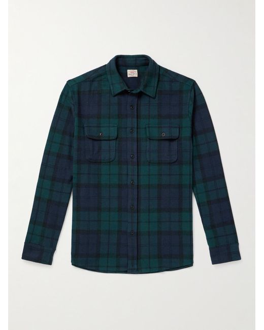 Faherty Brand Blue Legend Checked Brushed-flannel Shirt for men