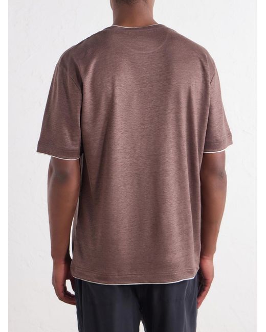 Eleventy Brown Linen T-Shirt for men