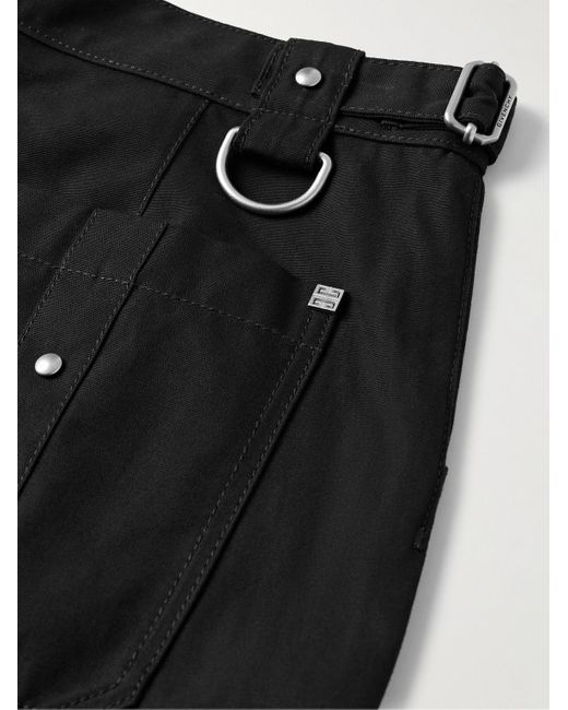 Pantaloni convertibili a gamba dritta in tela di cotone con decorazioni di Givenchy in Black da Uomo