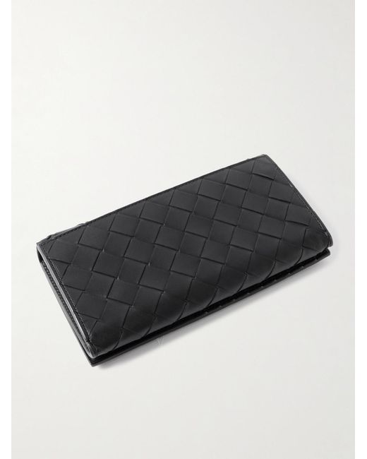 Bottega Veneta Black Intrecciato Leather Wallet for men