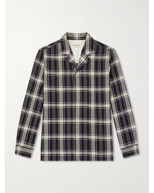 Officine Generale Gray Eren Camp-Collar Checked Cotton-Blend Shirt for men