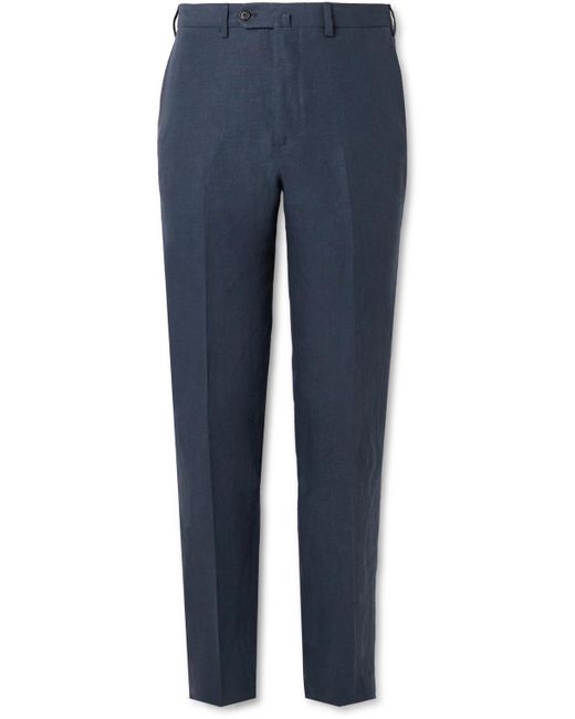 De Petrillo Blue Slim-fit Linen Suit Trousers for men