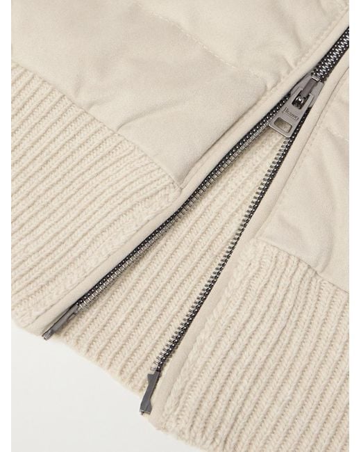 Herno Natural Quilted Microfibre And Ribbed Wool Down Hooded Jacket for men
