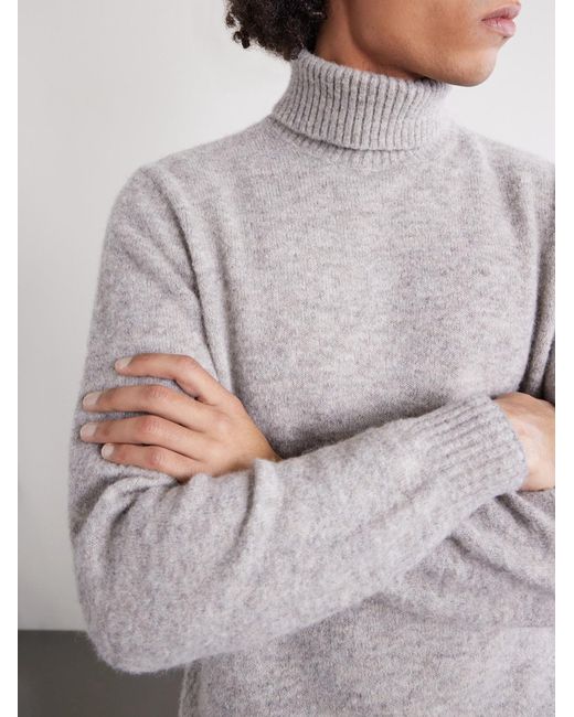 Brunello Cucinelli White Alpaca-Blend Rollneck Sweater for men