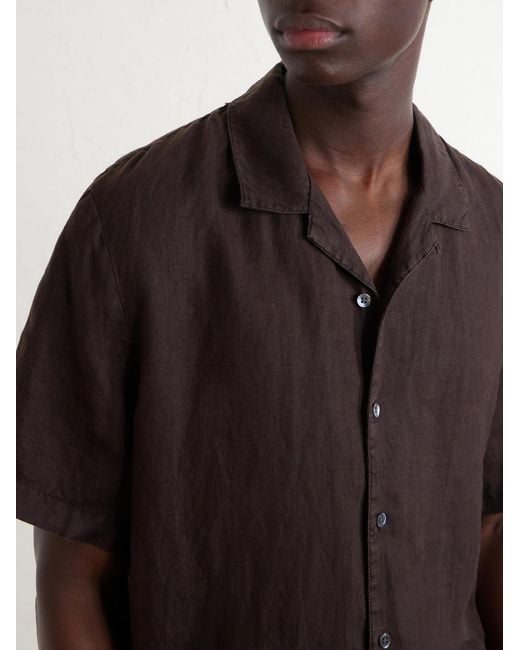 James Perse Brown Convertible-collar Linen Shirt for men