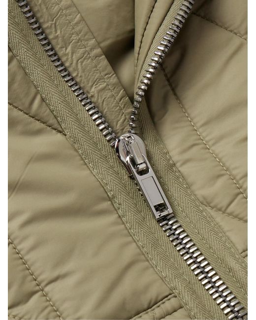 Rick Owens Green Quilted Shell Hooded Jacket for men