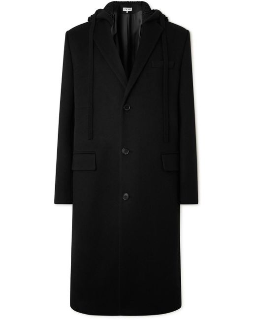 Loewe Wool-blend Jersey-trimmed Wool And Cashmere-blend Hooded Coat in ...