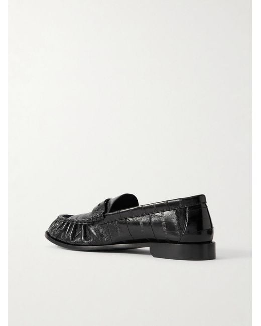 Saint Laurent Black Le Loafer Monogram Logo-Appliquéd Eel Penny Loafers for men