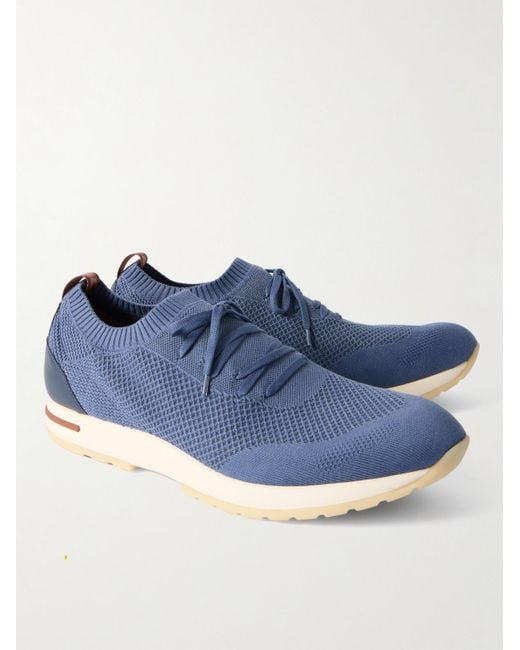 Loro Piana Blue 360 Flexy Leather-Trimmed Knitted Wish Wool Sneakers for men