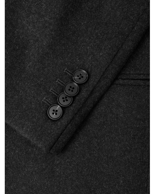 Mr P. Black Double-breasted Cashmere-blend Flannel Suit Jacket for men