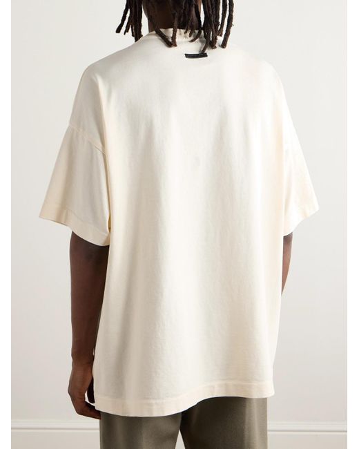 Fear Of God Natural Oversized Logo-Print Cotton-Jersey T-Shirt for men