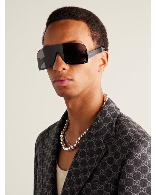 Gucci Gray D-frame Acetate Sunglasses for men